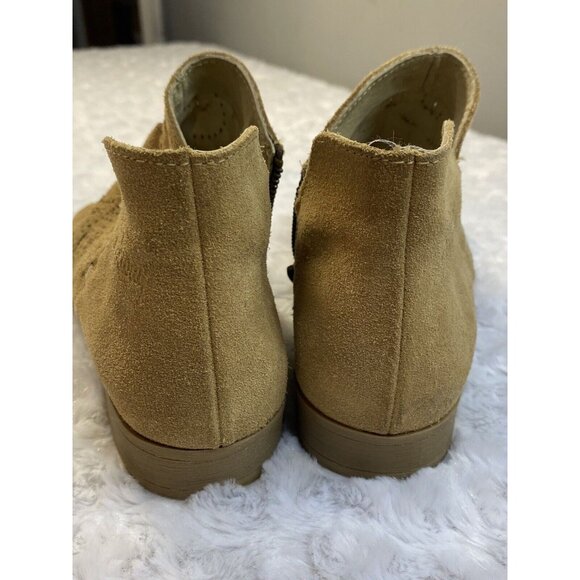 Coolway Size 7 / 38 Open Toe Ankle Booties Suede Cut Out Design Side Zip - Picture 7 of 9